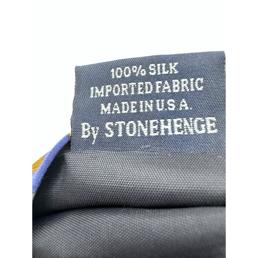 Christopher Reeve Collection Geometric 100% Silk Tie Navy Blue & Gold‎ - Picture 3 of 6